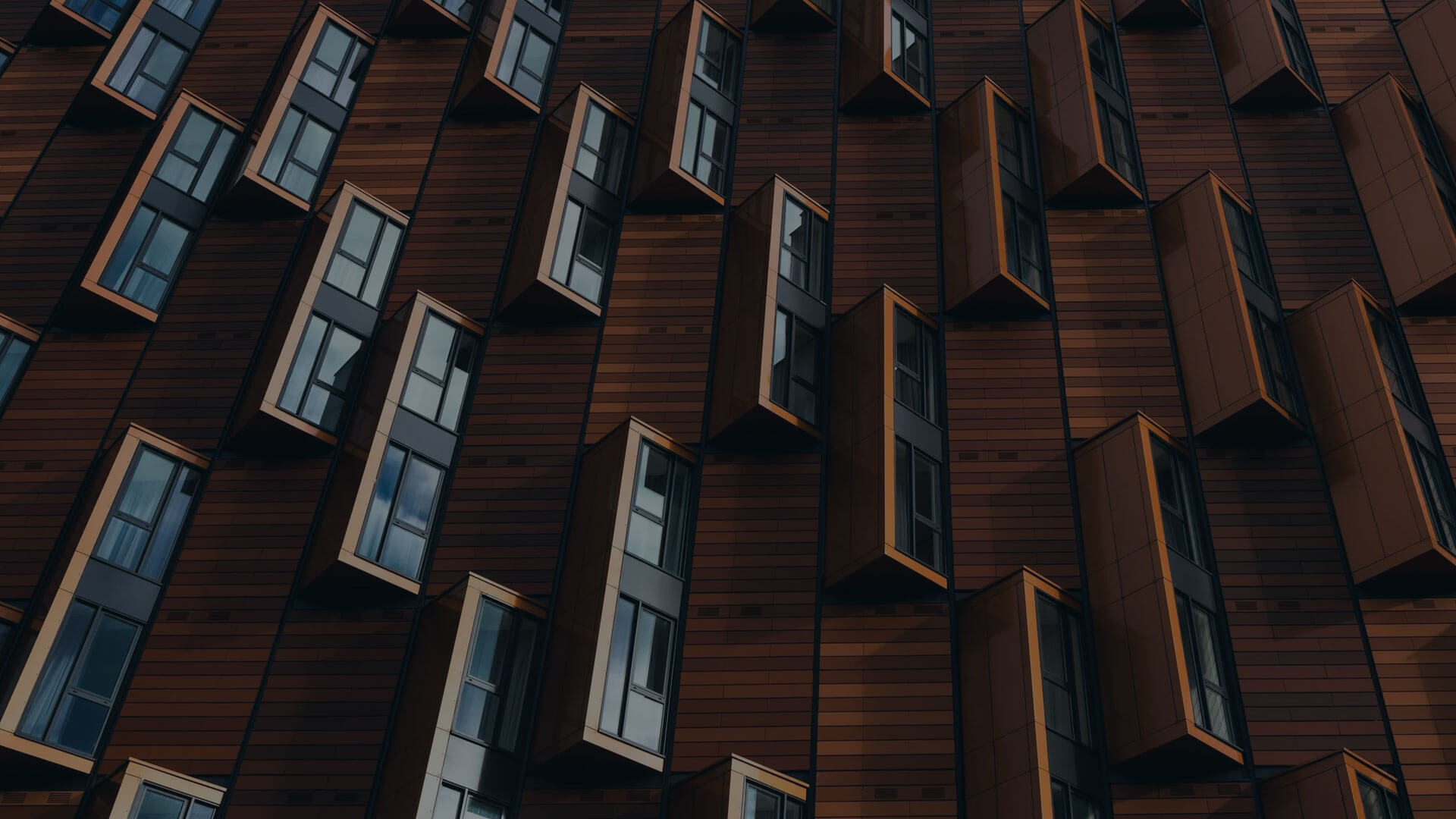 Modern building facade with protruding windows
